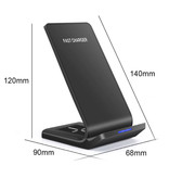 FDGAO Qi Desk Stand / Wireless Charger 15W - Type C Universal Phone Holder Wireless Charging Desk Standard Pad Black