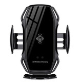 FLOVEME Caricabatteria da auto Qi wireless da 10 W - Caricatore a clip Airvent Pad di ricarica per auto wireless universale nero