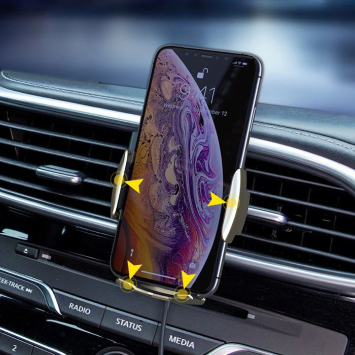 FLOVEME 10W Wireless Qi Car Charger - Airvent Clip Charger Universal Wireless Car Charging Pad Black