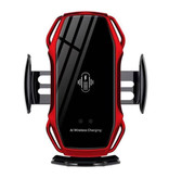 FLOVEME Cargador de coche Qi inalámbrico de 10 W - Cargador de clip Airvent Cargador inalámbrico universal para coche Rojo