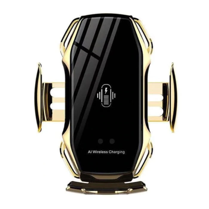 10W Draadloze Qi Autolader - Airvent Clip Oplader Universeel Wireless Car Charging Pad Goud