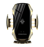 FLOVEME 10W Draadloze Qi Autolader - Airvent Clip Oplader Universeel Wireless Car Charging Pad Goud