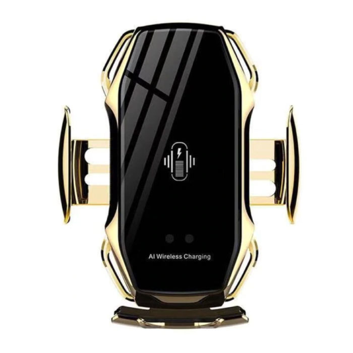 Cargador de coche Qi inalámbrico de 10 W - Cargador de clip Airvent Cargador de coche inalámbrico universal Dorado