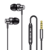 Lenovo QF730 Oordopjes met Microfoon en Controls - 3.5mm AUX Oortjes Volumebeheer Wired Earphones Oortelefoon Zwart