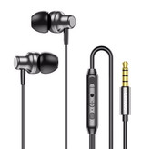 Lenovo QF730 Słuchawki douszne z mikrofonem i elementami sterującymi - Słuchawki AUX 3,5 mm Regulacja głośności Słuchawki przewodowe Słuchawki czarne