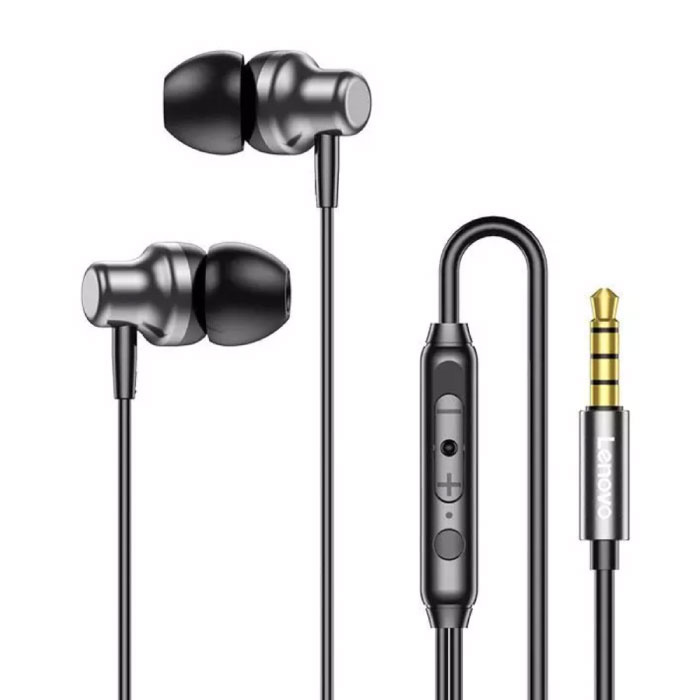 QF730 Oordopjes met Microfoon en Controls - 3.5mm AUX Oortjes Volumebeheer Wired Earphones Oortelefoon Zwart