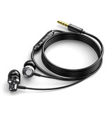 Lenovo Auriculares QF730 con micrófono y controles - Auriculares AUX de 3,5 mm Auriculares con cable con control de volumen Negro