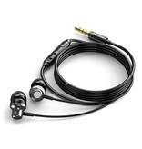 Lenovo QF730 Oordopjes met Microfoon en Controls - 3.5mm AUX Oortjes Volumebeheer Wired Earphones Oortelefoon Zwart