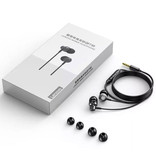 Lenovo QF730 Earbuds with Mic and Controls - 3.5mm AUX Earpieces Volume Control Wired Earphones Earphone Black