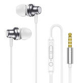 Lenovo QF730 Oordopjes met Microfoon en Controls - 3.5mm AUX Oortjes Volumebeheer Wired Earphones Oortelefoon Wit