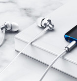 Lenovo QF730 Słuchawki douszne z mikrofonem i elementami sterującymi - Słuchawki AUX 3,5 mm Regulacja głośności Słuchawki przewodowe Słuchawki białe