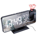 Urijk Multifunktionale digitale LED-Uhr - Wecker Spiegel Alarm Snooze Helligkeitseinstellung Schwarz