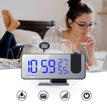 Urijk Reloj LED digital multifuncional - Reloj despertador Espejo Alarma Snooze Ajuste de brillo Negro