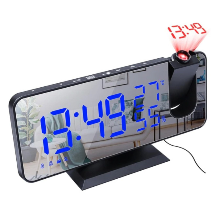 Multifunctional Digital LED Clock - Alarm Clock Mirror Alarm Snooze Brightness Adjustment Black