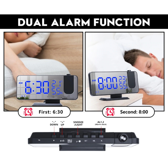 Este despertador digital con pantalla led, alarma dual y en seis