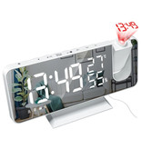 Urijk Multifunctional Digital LED Clock - Alarm Clock Mirror Alarm Snooze Brightness Adjustment White