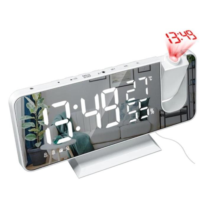 Reloj LED digital multifuncional - Reloj despertador Espejo Alarma Snooze Ajuste de brillo Blanco