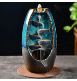 Minideal Aromathérapie brûleur d'encens ornemental cascade à reflux - brûleur d'encens à reflux Feng Shui décor ornement bleu clair