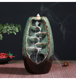 Minideal Aromaterapia Bruciatore di incenso ornamentale a cascata Riflusso - Bruciatore di incenso a riflusso Feng Shui Decor Ornament Light Green