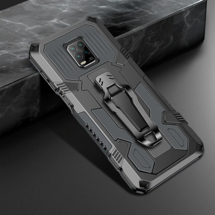 Xiaomi Mi Note 10 Pro Hoesje  - Magnetisch Shockproof Case Cover Cas TPU Grijs + Kickstand