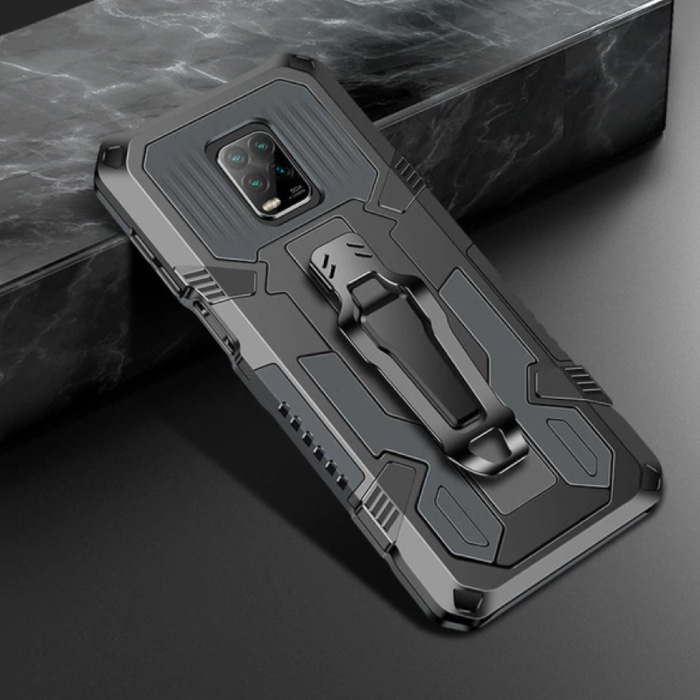 Xiaomi Mi Note 10 Case - Magnetic Shockproof Case Cover Cas TPU Gray + Kickstand