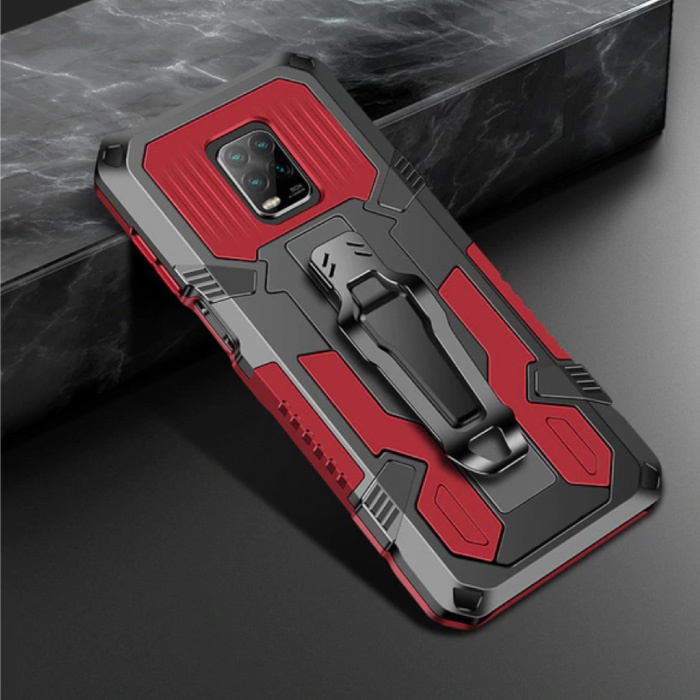 Custodia Xiaomi Mi Note 10 Pro - Custodia magnetica antiurto Custodia in TPU rosso + cavalletto