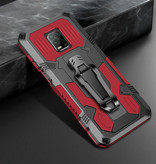 Funda Xiaomi Redmi 10X Case - Magnetic Shockproof Case Cover Cas TPU Red + Kickstand