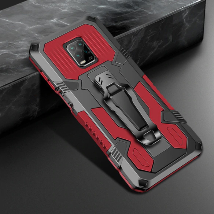 Custodia Xiaomi Redmi Note 9 Pro Max - Custodia magnetica antiurto Custodia TPU rossa + cavalletto