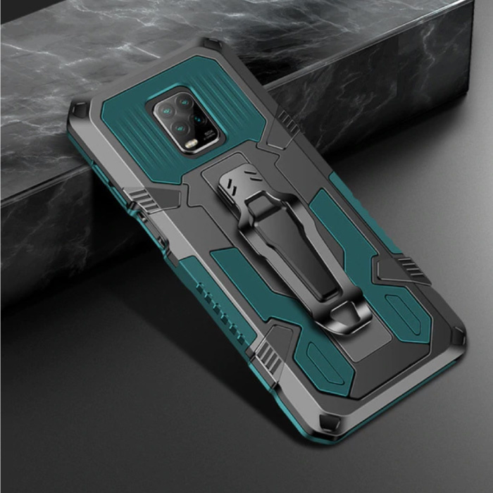 Funda Etui Xiaomi Redmi 9 - Magnetyczny, odporny na wstrząsy pokrowiec Cas TPU zielony + podpórka