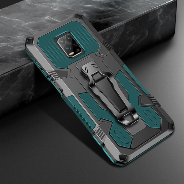 Xiaomi Redmi 10X Hoesje  - Magnetisch Shockproof Case Cover Cas TPU Groen + Kickstand