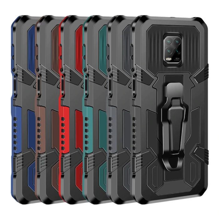 Funda Funda Xiaomi Redmi Note 6 Pro - Funda magnética a prueba de golpes Cas TPU Marrón + Pata de cabra