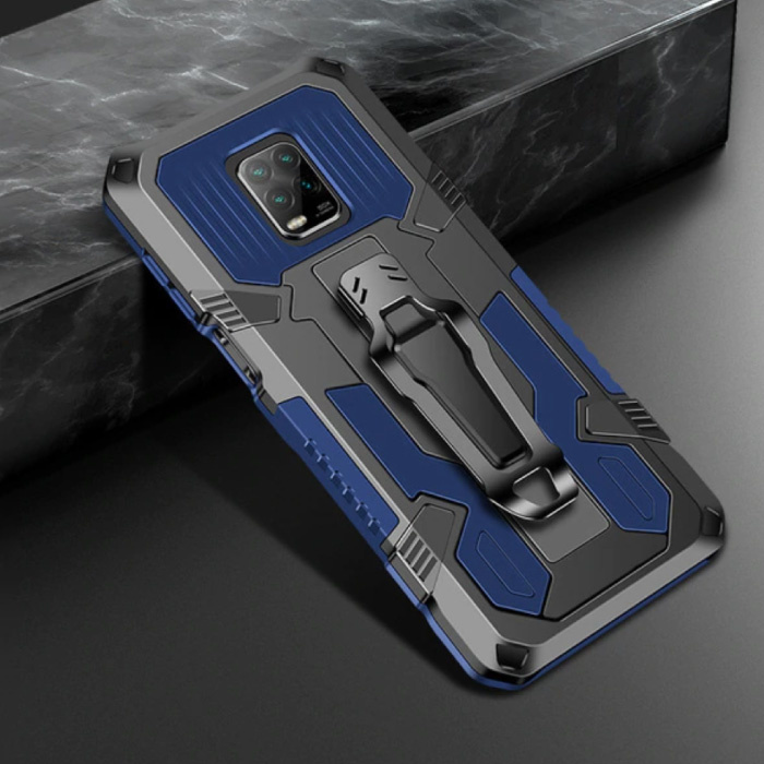 Xiaomi Mi Note 10 Pro Hoesje  - Magnetisch Shockproof Case Cover Cas TPU Blauw + Kickstand