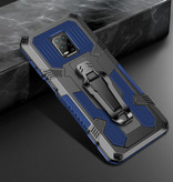 Funda Xiaomi Mi CC9 Pro Hoesje  - Magnetisch Shockproof Case Cover Cas TPU Blauw + Kickstand