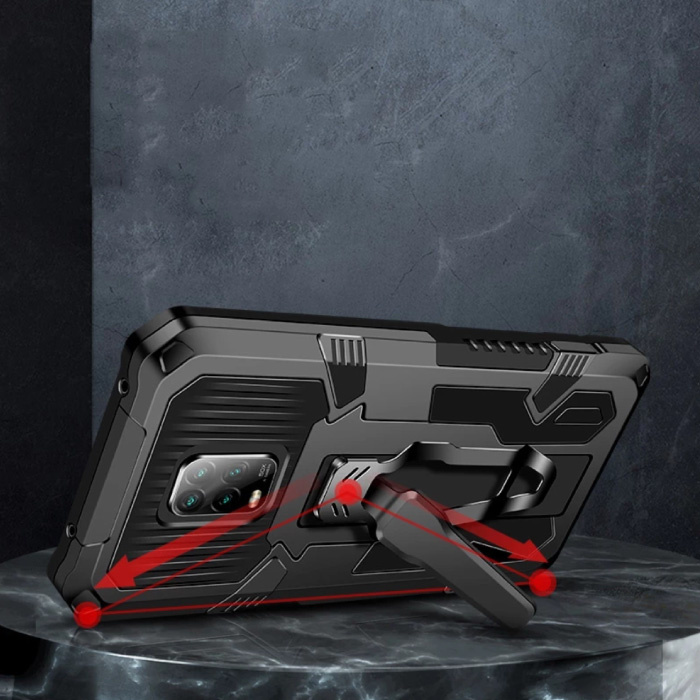 Funda Xiaomi Redmi Note 8 Hülle - Magnetische stoßfeste Hülle Cas TPU Blau + Ständer