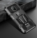 Funda Xiaomi Redmi 10X Case - Magnetische stoßfeste Gehäuseabdeckung Cas TPU Black + Kickstand