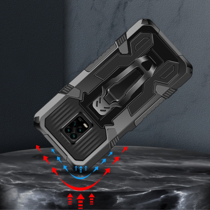 Funda Xiaomi Mi CC9 Pro Hülle - Magnetische stoßfeste Hülle Cas TPU Schwarz + Ständer