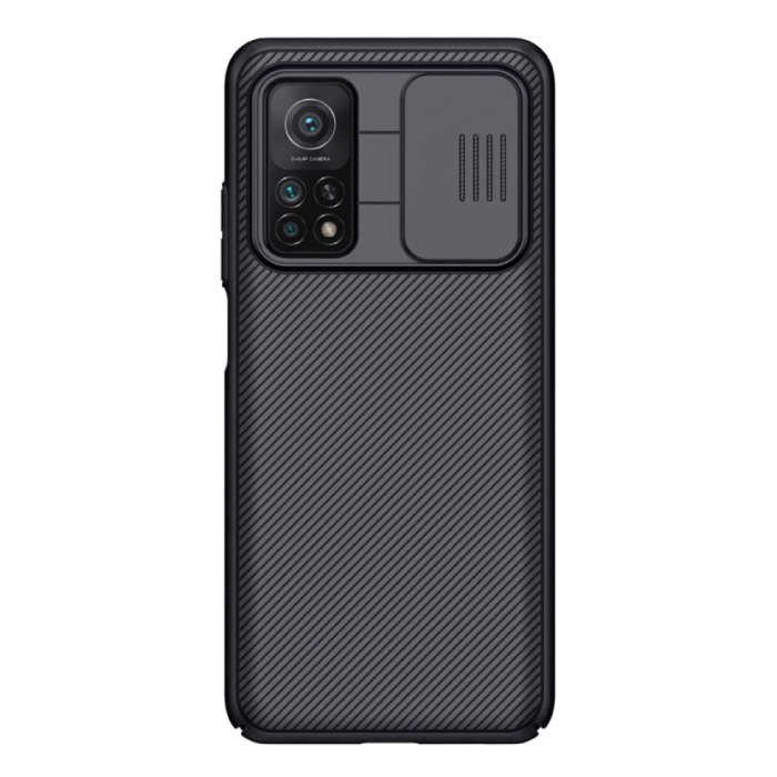 Custodia CamShield per Xiaomi Mi 10T con cursore per fotocamera - Custodia antiurto Custodia in TPU nera