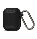 Pepmune Étui antichoc pour AirPods 1/2 avec mousqueton - Peau de couverture pour AirPod - Noir