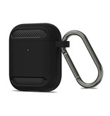 Pepmune Shockproof Case for AirPods 1/2 with Carabiner - AirPod Case Cover Skin - Black
