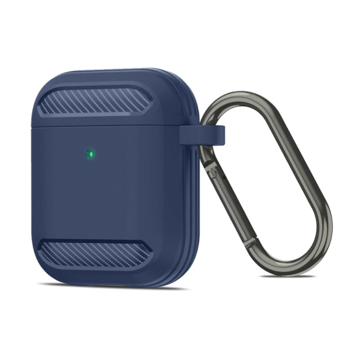 Étui antichoc pour AirPods 1/2 avec mousqueton - Peau de couverture pour AirPod - Bleu