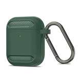 Pepmune Étui antichoc pour AirPods 1/2 avec mousqueton - Peau de couverture pour AirPod - Vert