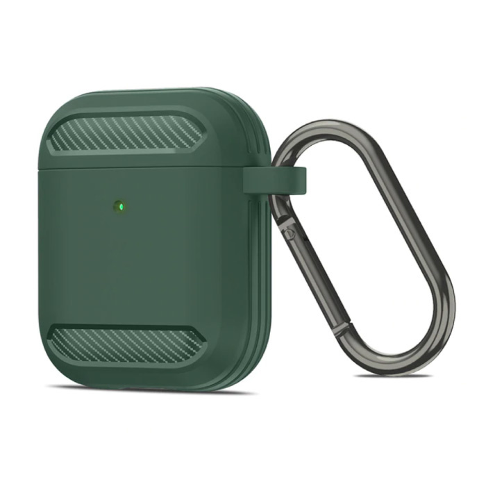 Étui antichoc pour AirPods 1/2 avec mousqueton - Peau de couverture pour AirPod - Vert