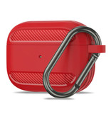 Pepmune Shockproof Hoesje voor AirPods Pro  met Karabijnhaak - AirPod Case Cover Skin - Rood