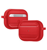 Pepmune Shockproof Hoesje voor AirPods Pro  met Karabijnhaak - AirPod Case Cover Skin - Rood