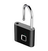 KERUI Padlock Fingerprint - 10 Sets Fingerprints - Rechargeable Smart Lock Finger Scan Bicycle Lock IP65 Waterproof Chain Lock Anti-Theft Stainless Steel Black