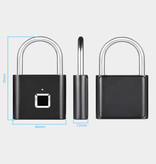 KERUI Padlock Fingerprint - 10 Sets Fingerprints - Rechargeable Smart Lock Finger Scan Bicycle Lock IP65 Waterproof Chain Lock Anti-Theft Stainless Steel Black