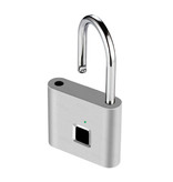 KERUI Padlock Fingerprint - 10 Sets Fingerprints - Rechargeable Smart Lock Finger Scan Bicycle Lock IP65 Waterproof Chain Lock Anti-Theft Stainless Steel Silver