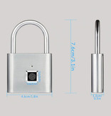 KERUI Hangslot Vingerafdruk - 10 Sets Fingerprints - Oplaadbare Smart Lock Vingerscan Fietsslot IP65 Waterdicht Ketting Slot Anti-Diefstal Roestvrij Staal Zilver