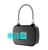 Anytek L13 Hangslot Vingerafdruk - 10 Sets Fingerprints - Oplaadbare Smart Lock Vingerscan Fietsslot IP65 Waterdicht Ketting Slot Anti-Diefstal Roestvrij Staal Zwart