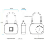 Anytek L13 Fingerprint Padlock - 10 Sets Fingerprints - Rechargeable Smart Lock Finger Scan Bicycle Lock IP65 Waterproof Chain Lock Anti-Theft Stainless Steel Black